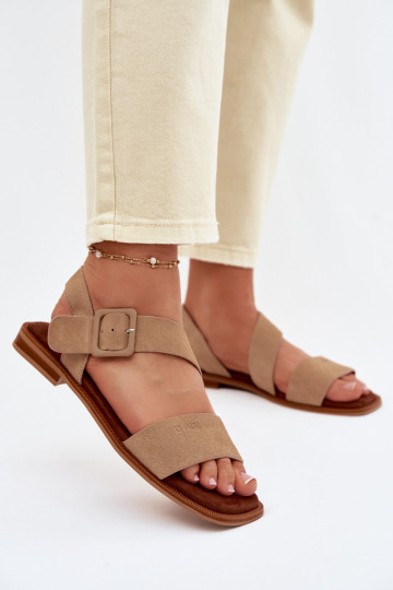 Dames sandalen van suède Big Star TT274491 zandkleur 2