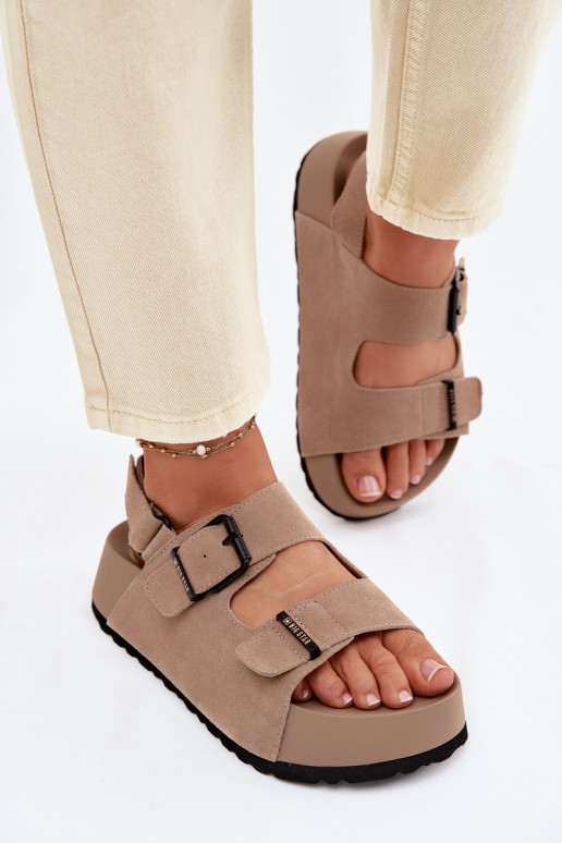Sandalen van suède met platform Big Star TT274235 beige