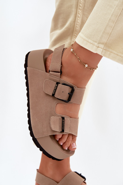 Sandalen van suède met platform Big Star TT274235 beige