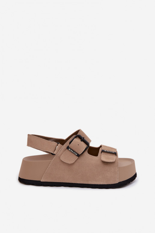 Sandalen van suède met platform Big Star TT274235 beige