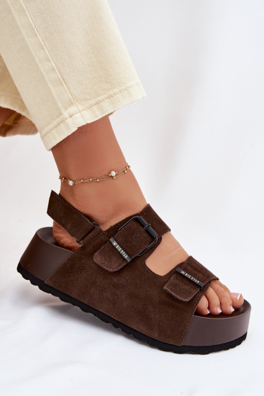 Sandalen van suède met platform Big Star TT274236 CzekoladoIne