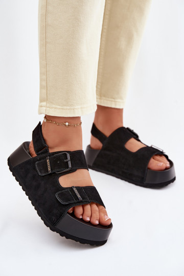 Suède sandalen met platform Big Star TT274237 zwarte kleur 2