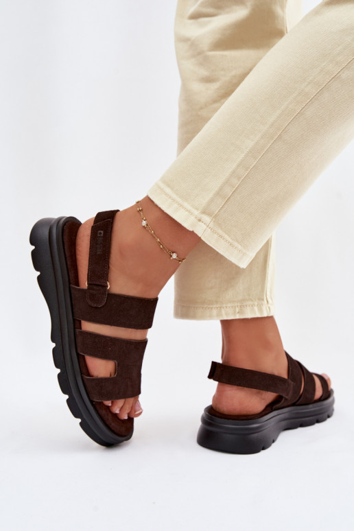 Dames sandalen van suède Big Star TT274483 CzekoladoIne