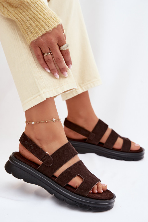 Dames sandalen van suède Big Star TT274483 CzekoladoIne