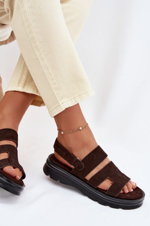 Dames sandalen van suède Big Star TT274483 CzekoladoIne