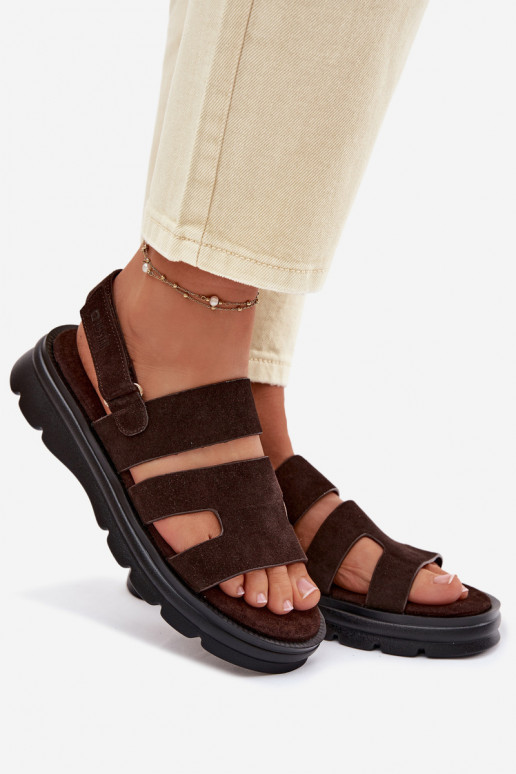 Dames sandalen van suède Big Star TT274483 CzekoladoIne