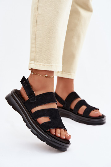 Dames suède sandalen Big Star TT274484 zwarte kleur 2