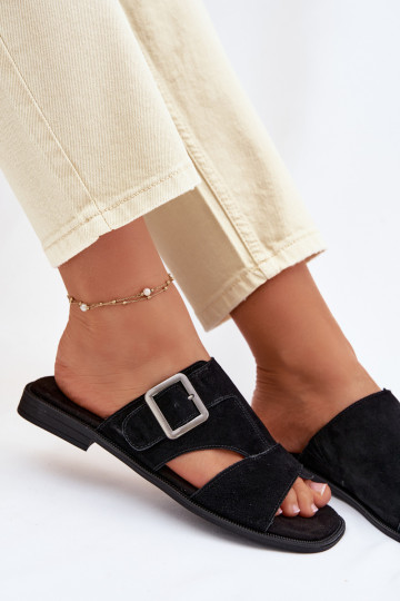 Dames suède pantoffels met brede hakken met gespen Big Star TT274477 zInart