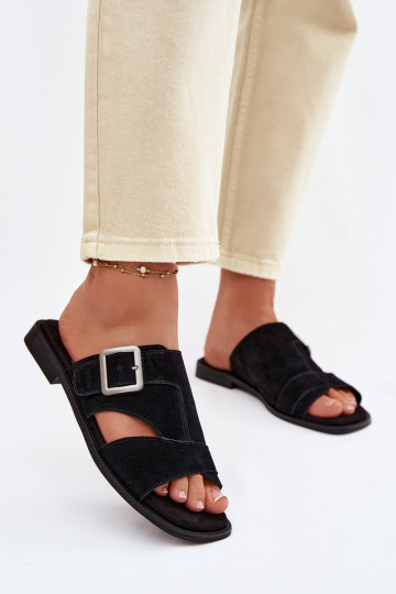 Dames suède pantoffels met brede hakken met gespen Big Star TT274477 zInart 2