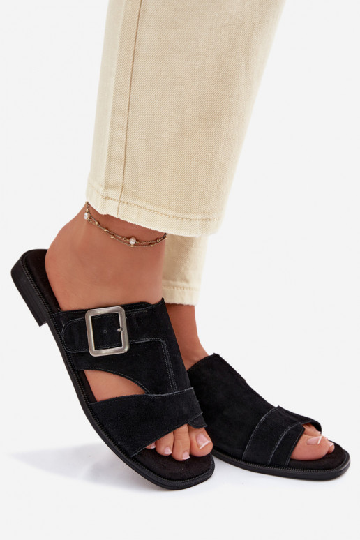 Dames suède pantoffels met brede hakken met gespen Big Star TT274477 zInart