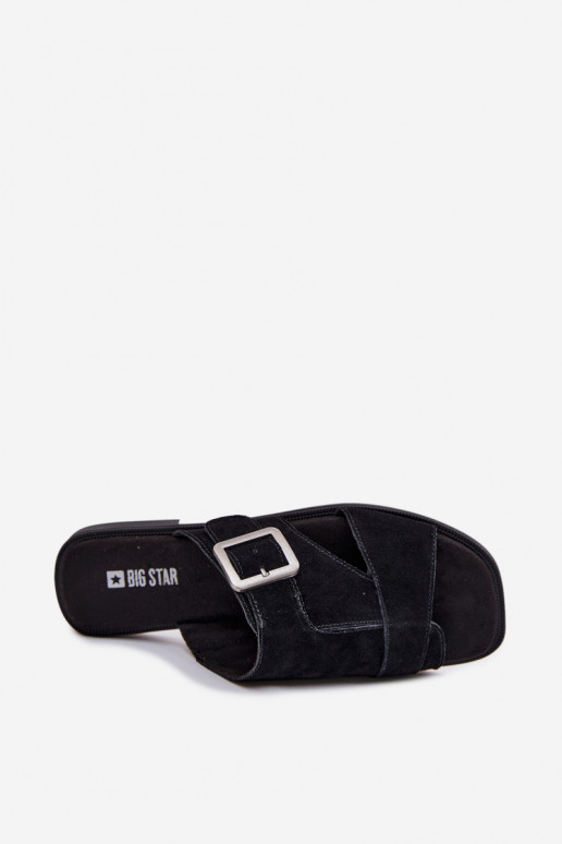 Dames suède pantoffels met brede hakken met gespen Big Star TT274477 zInart