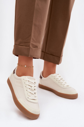 Dames sneakers van kunstleer Big Star TT274311 ivoorkleur