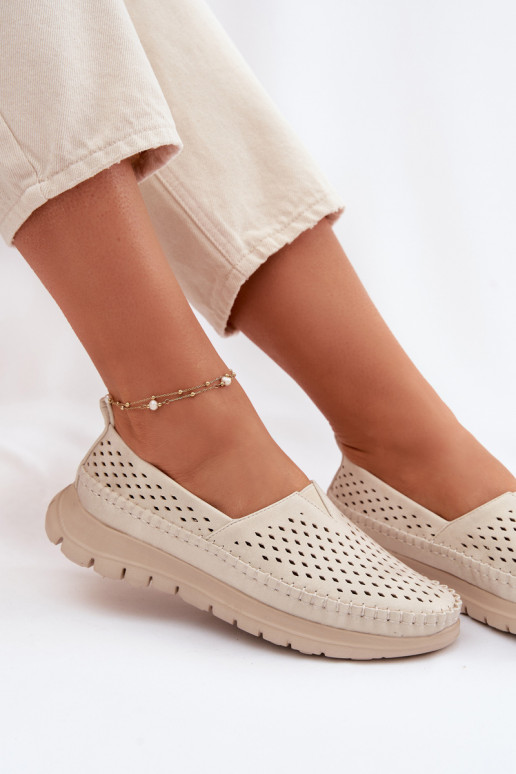 met elementen van opengeInerkt Eenvoudig dames mocassins Sergio Leone MK099H beige-gouden kleur