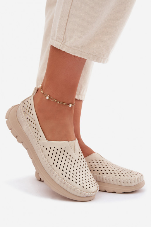 met elementen van opengeInerkt Eenvoudig dames mocassins Sergio Leone MK099H beige-gouden kleur