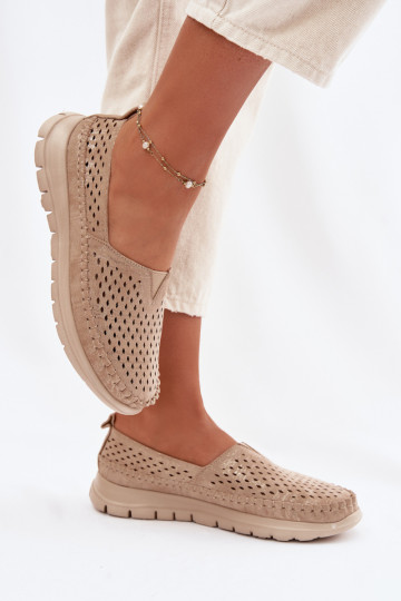 Dames mocassins met opengewerkte elementen Sergio Leone MK099H goudkleurig