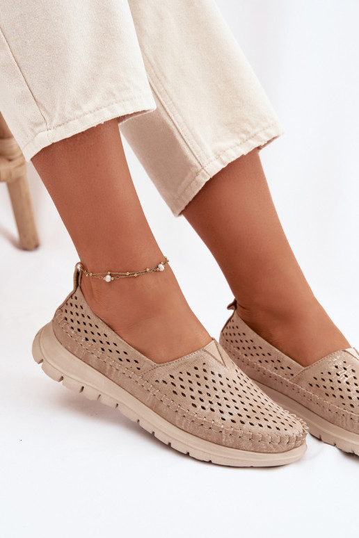 met elementen van opengeInerkt Eenvoudig dames mocassins Sergio Leone MK099H gouden kleur