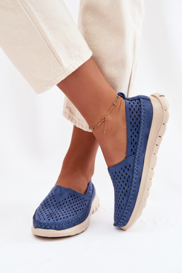 met elementen van opengeInerkt Eenvoudig dames mocassins Sergio Leone MK099H blauIn 2