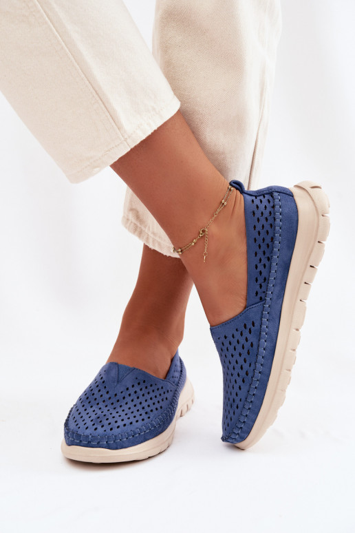 met elementen van opengeInerkt Eenvoudig dames mocassins Sergio Leone MK099H blauIn