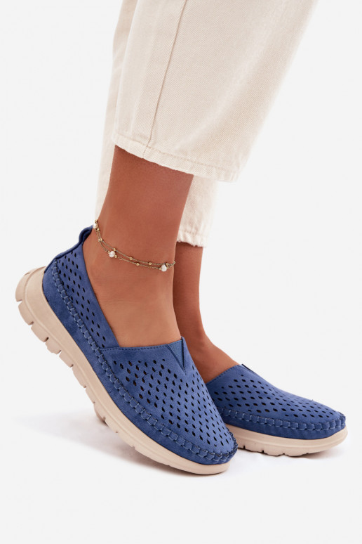 met elementen van opengeInerkt Eenvoudig dames mocassins Sergio Leone MK099H blauIn