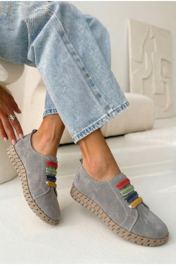 Leer van suède schoenen Dames Vinceza 95377 grijs 2