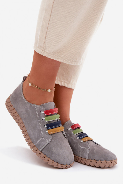 Leer van suède schoenen Dames Vinceza 95377 grijs