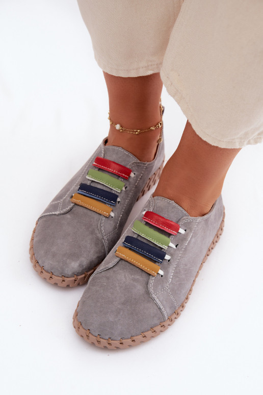 Leer van suède schoenen Dames Vinceza 95377 grijs