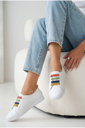 Dames leren schoenen witte kleur