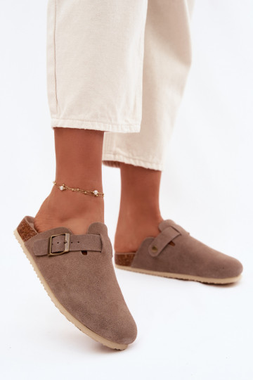 Dames slippers klompen van natuurlijk suede Vinceza 101332 zandkleurig 2