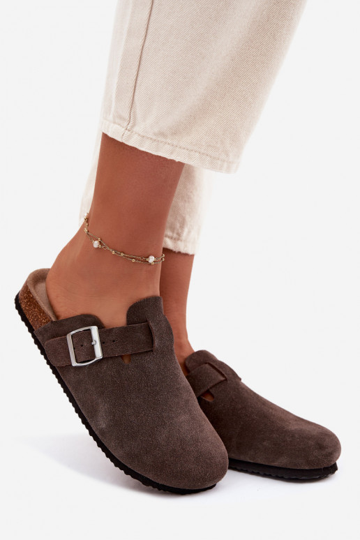 Damespantoffels KlompenOpturalnego van suèdeu Vinceza 101332 CzekoladoIne