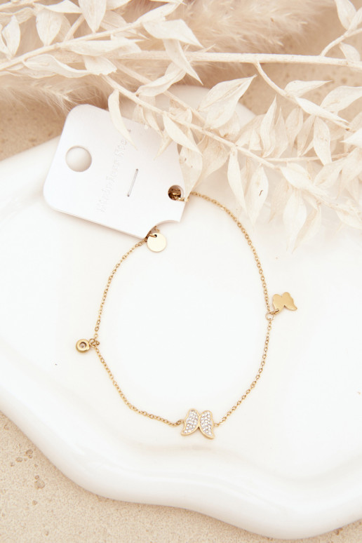Been armband Met Vlinders gouden kleur