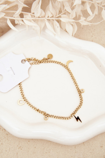 Armband Op Het Been Met Hangers gouden kleur 2