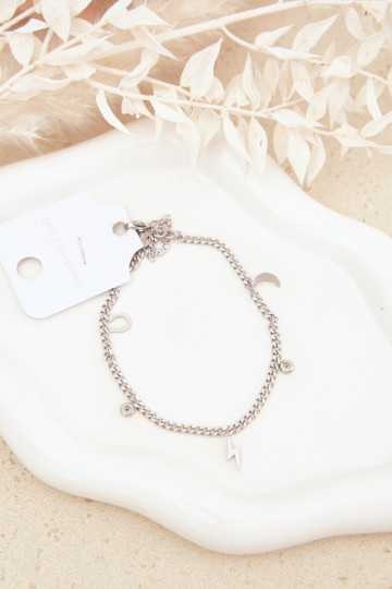 Armband Op Het Been Met Hangers zilvere kleur 2