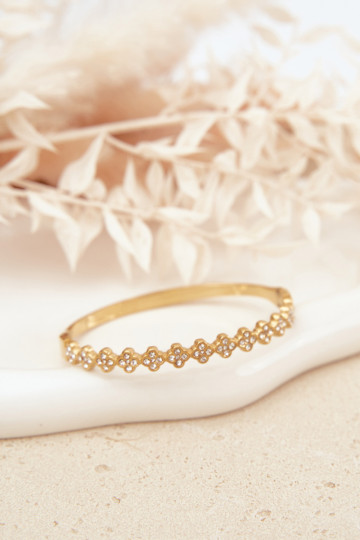 Dames armband met glinsterende steentjes goudkleurig 2