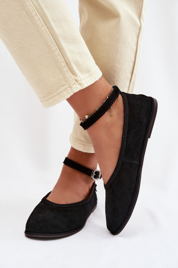 Ballerina's van natuurlijk suede Big Star TT274212 in zwart