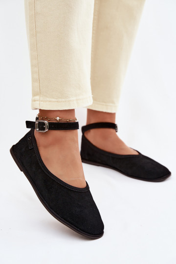 Ballerina's van natuurlijk suede Big Star TT274212 in zwart 2