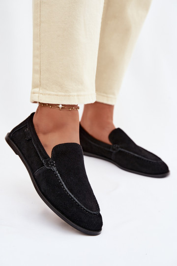 Damesmokassins van natuurlijk suede Big Star TT274209 in zwart 2