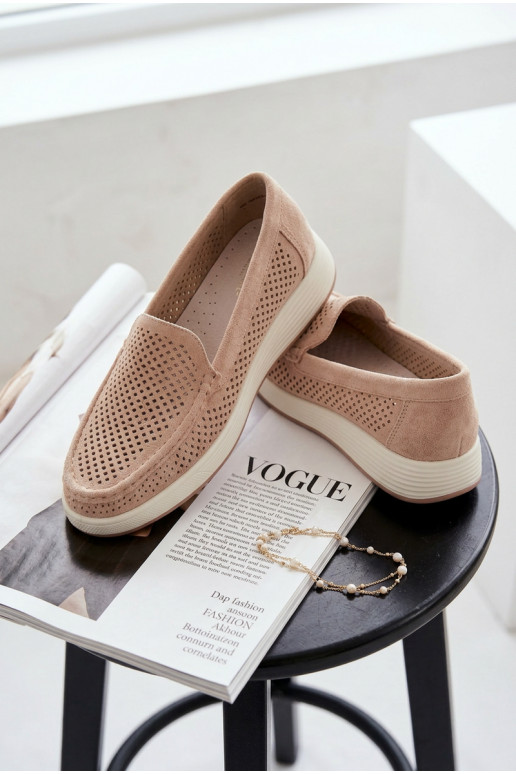 met elementen van opengeInerkt dames mocassins Sergio Leone MK097H beige