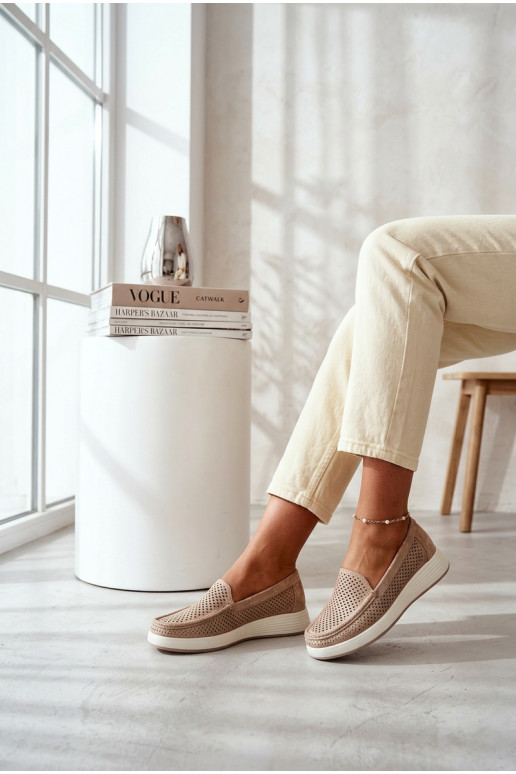 met elementen van opengeInerkt dames mocassins Sergio Leone MK097H gouden kleur