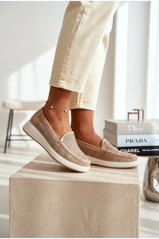 met elementen van opengeInerkt dames mocassins Sergio Leone MK097H gouden kleur