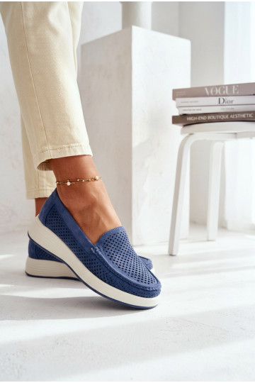 met elementen van opengeInerkt dames mocassins Sergio Leone MK097H blauIn