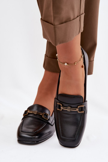 Dames leren schoenen met ornamenten Vinceza 39978 zwarte kleur