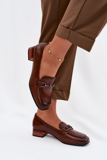 Leer schoenen Dames Op Klok met ornamenten Vinceza 39978 bruine kleur