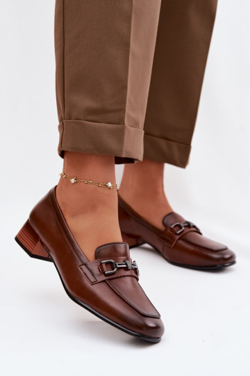 Dames leren schoenen met ornamenten Vinceza 39978 bruine kleur 2