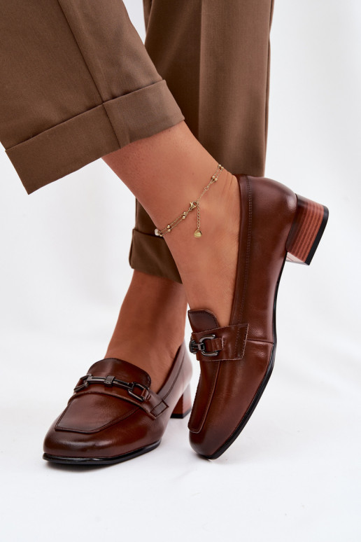 Leer schoenen Dames Op Klok met ornamenten Vinceza 39978 bruine kleur