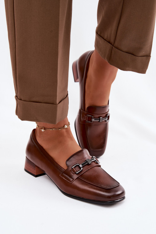 Leer schoenen Dames Op Klok met ornamenten Vinceza 39978 bruine kleur