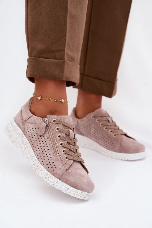 van suède schoenen Dames met ritssluitingen beige Cemela