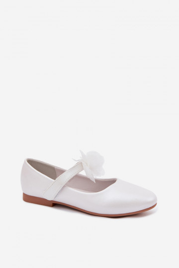 Kinderen ballerina's met ornamenten en bandje Vinceza 13277 parel witte kleur