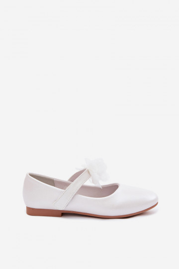 Kinderen ballerina's met ornamenten en bandje Vinceza 13277 parel witte kleur 2