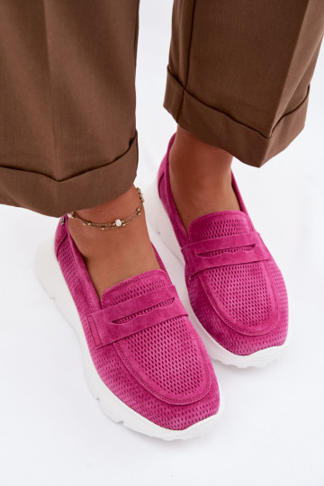 dames mocassinsOpturalnego van suèdeu met platform Vinceza 79626 roze