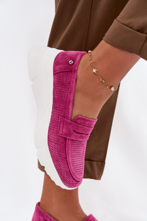 dames mocassinsOpturalnego van suèdeu met platform Vinceza 79626 roze